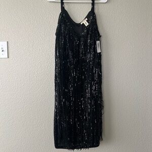 Torrid Black Sequin Fringe Mini Dress